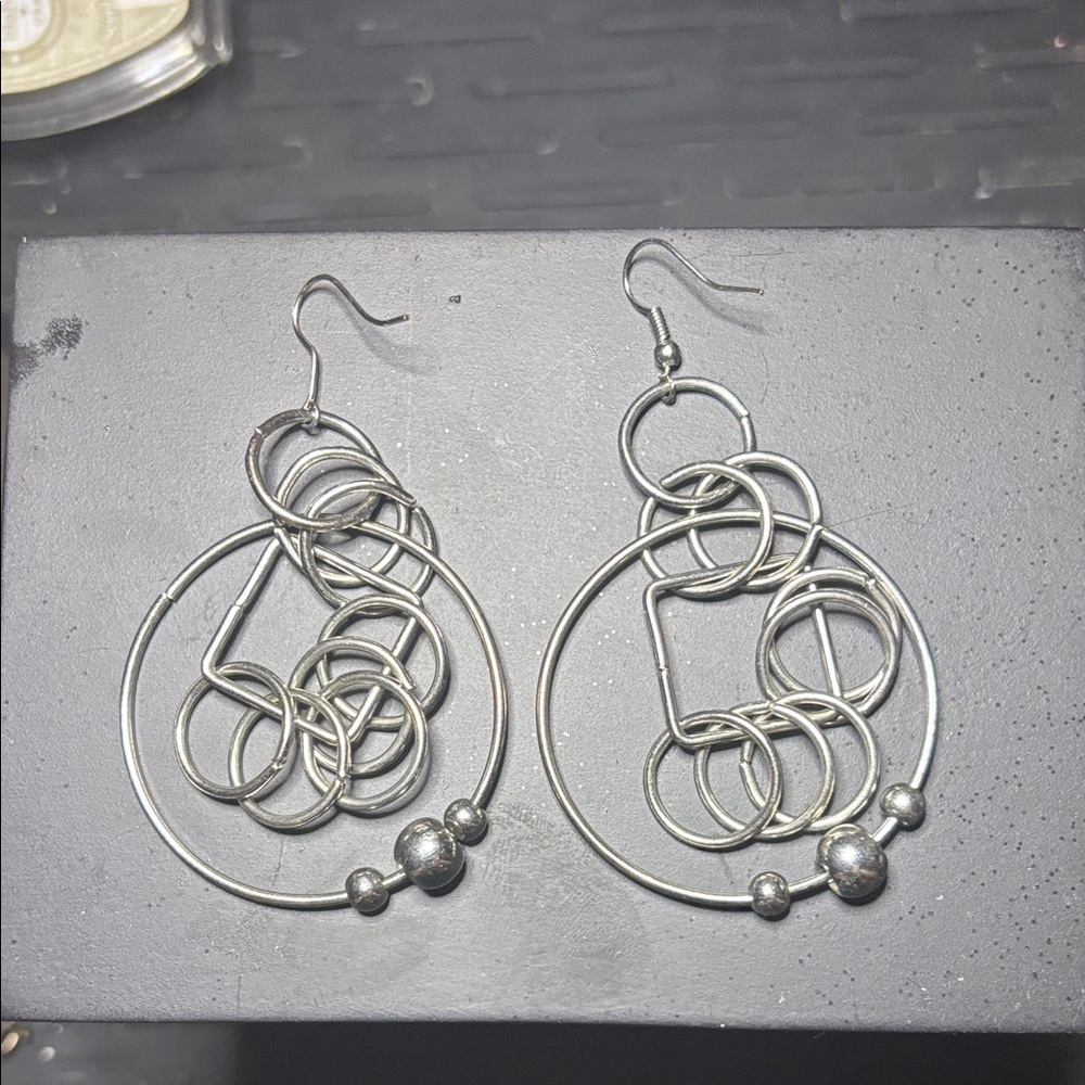 Elegant Silver Tone designed Hoop Earrings